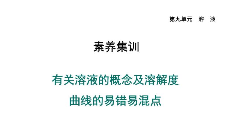 人教版九年级化学下册第九单元素养集训有关溶液的概念及溶解度曲线的易错易混点课件01