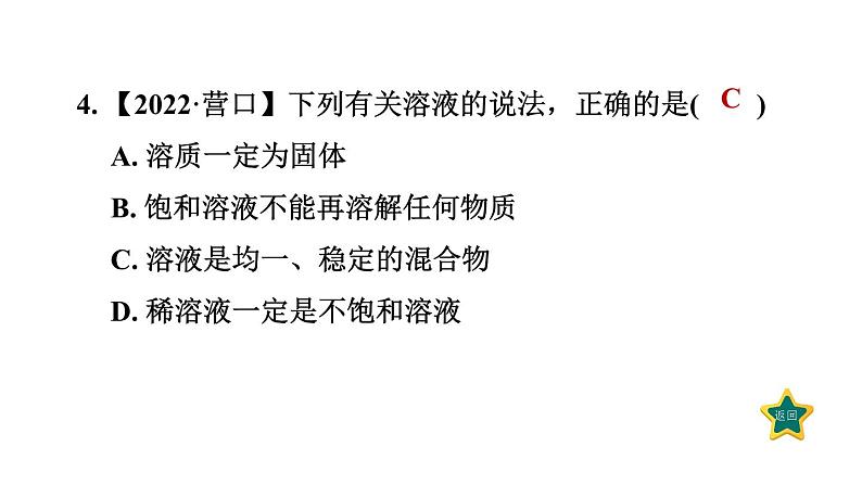 人教版九年级化学下册第九单元素养集训有关溶液的概念及溶解度曲线的易错易混点课件第6页