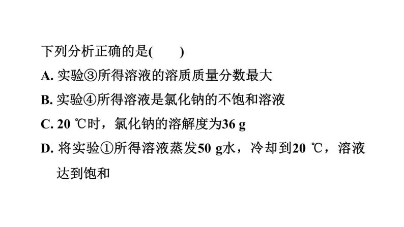 人教版九年级化学下册第九单元素养集训有关溶液的概念及溶解度曲线的易错易混点课件08