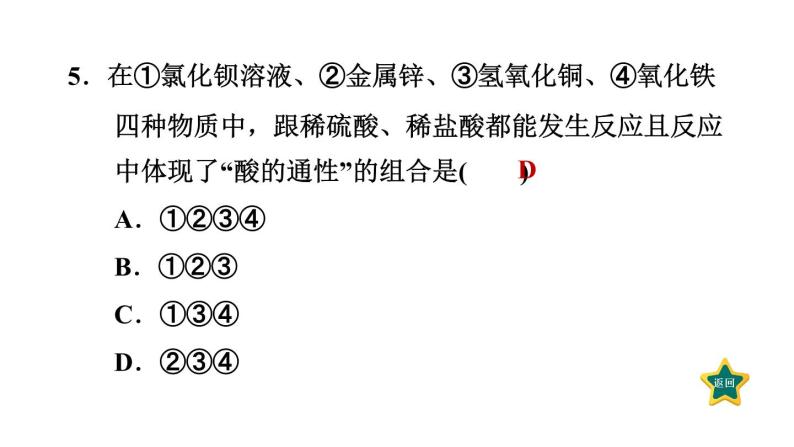 人教版九年级化学下册第十单元素养集训酸碱的概念与性质的易错易混点课件08