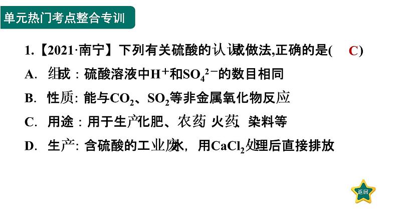 人教版九年级化学下册第十单元热门考点整合专训课件第3页