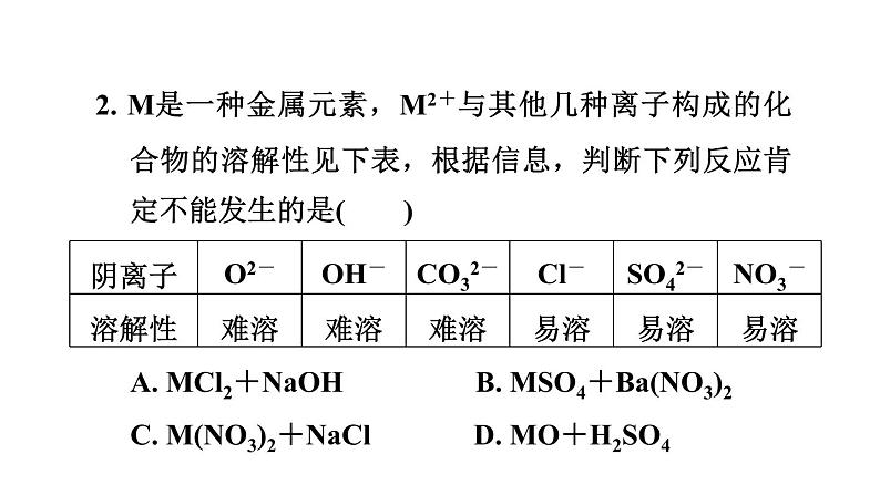 人教版九年级化学下册第十一单元素养集训复分解反应及其应用的易错易混点课件04