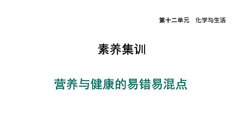 人教版九年级化学下册第十二单元素养集训营养与健康的易错易混点课件01