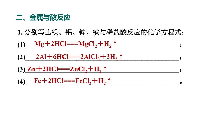 人教版九年级化学下册复习8-2-1金属的化学性质课件第6页