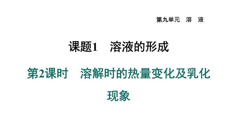 人教版九年级化学下册9-1-2溶解时的热量变化及乳化现象课件01