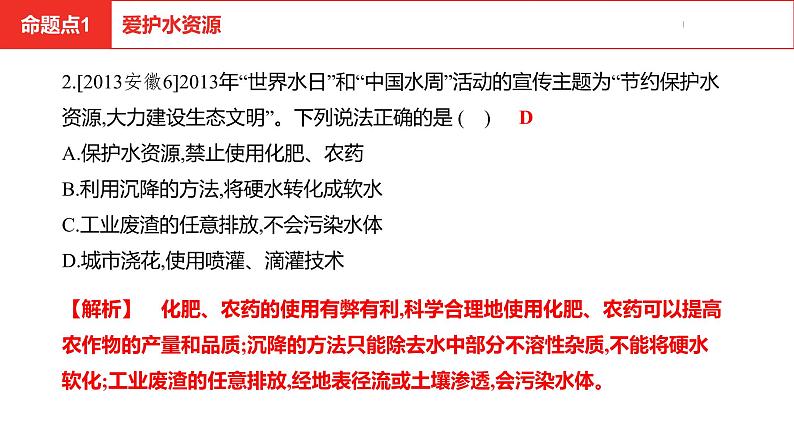 中考总复习化学（安徽地区）第四单元自然界的水课件第6页