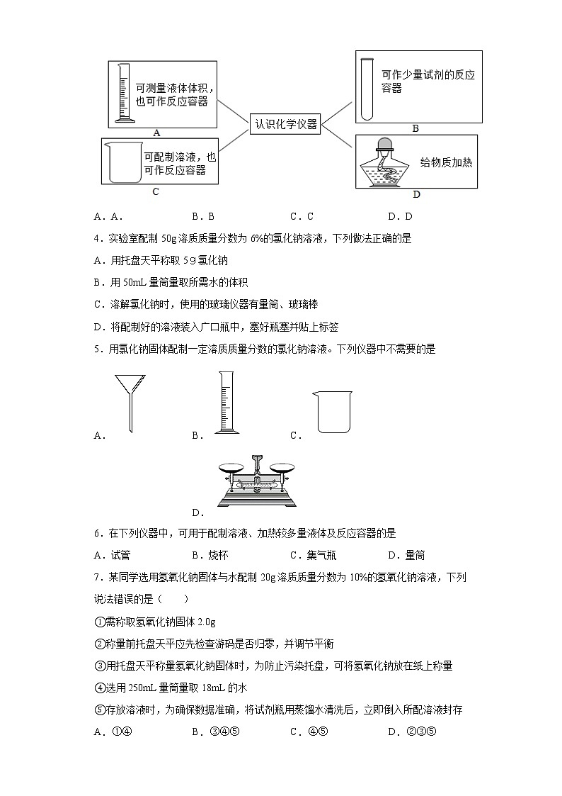 基础实验5配制一定溶质质量分数的氯化钠溶液同步练习沪教版化学九年级下册02