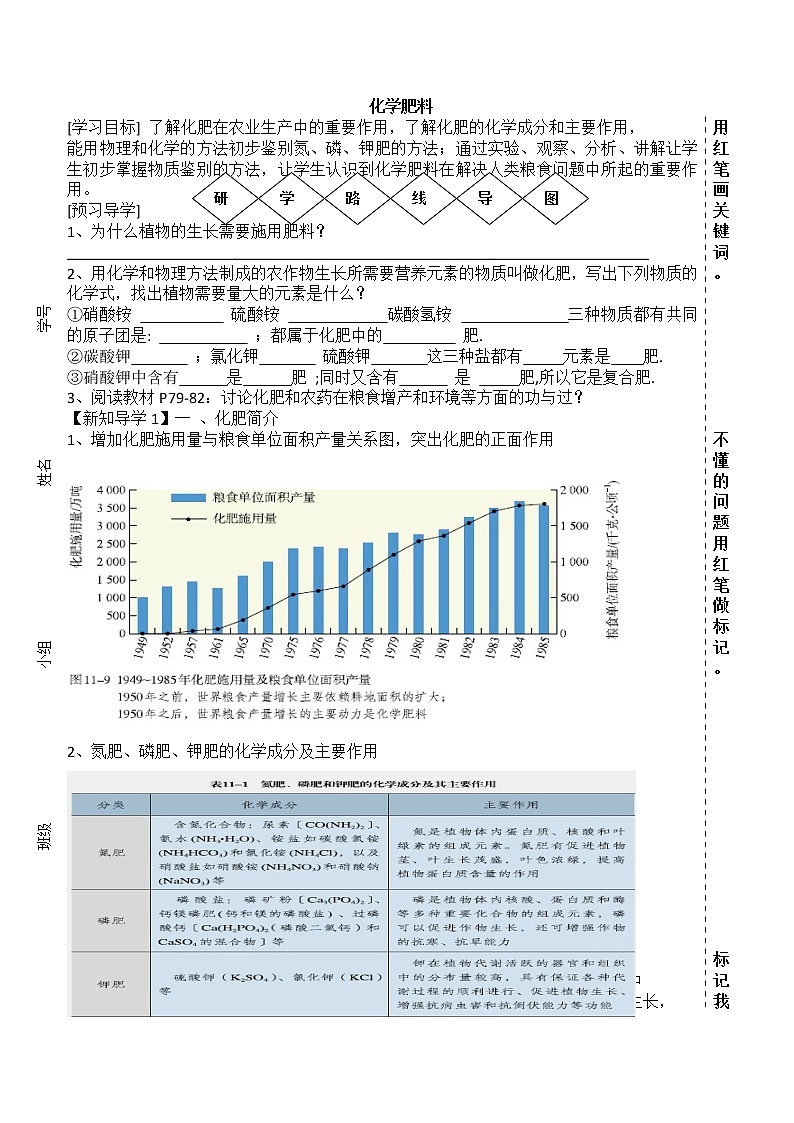 人教版九下化学  11.2化学肥料（教案）01