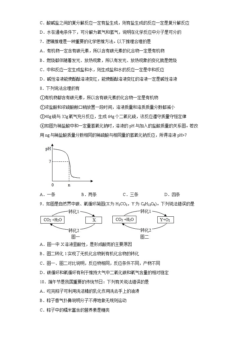 10.1食物中的有机物同步练习鲁教版化学九年级下册第2页