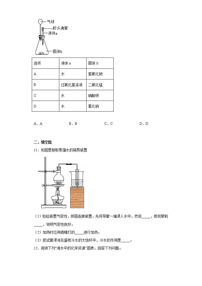 8.1海洋化学资源同步练习鲁教版化学九年级下册第3页