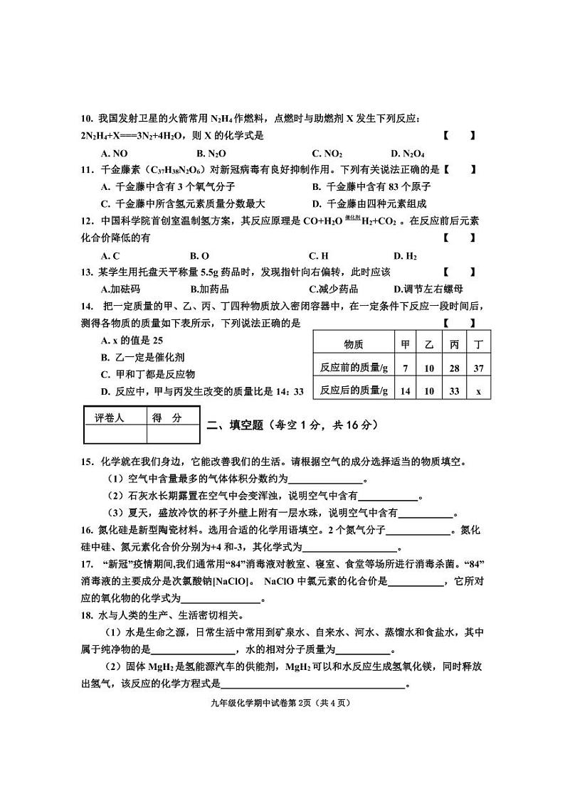 河南省商丘市夏邑县2022-2023学年九年级上学期期中考试化学试题02