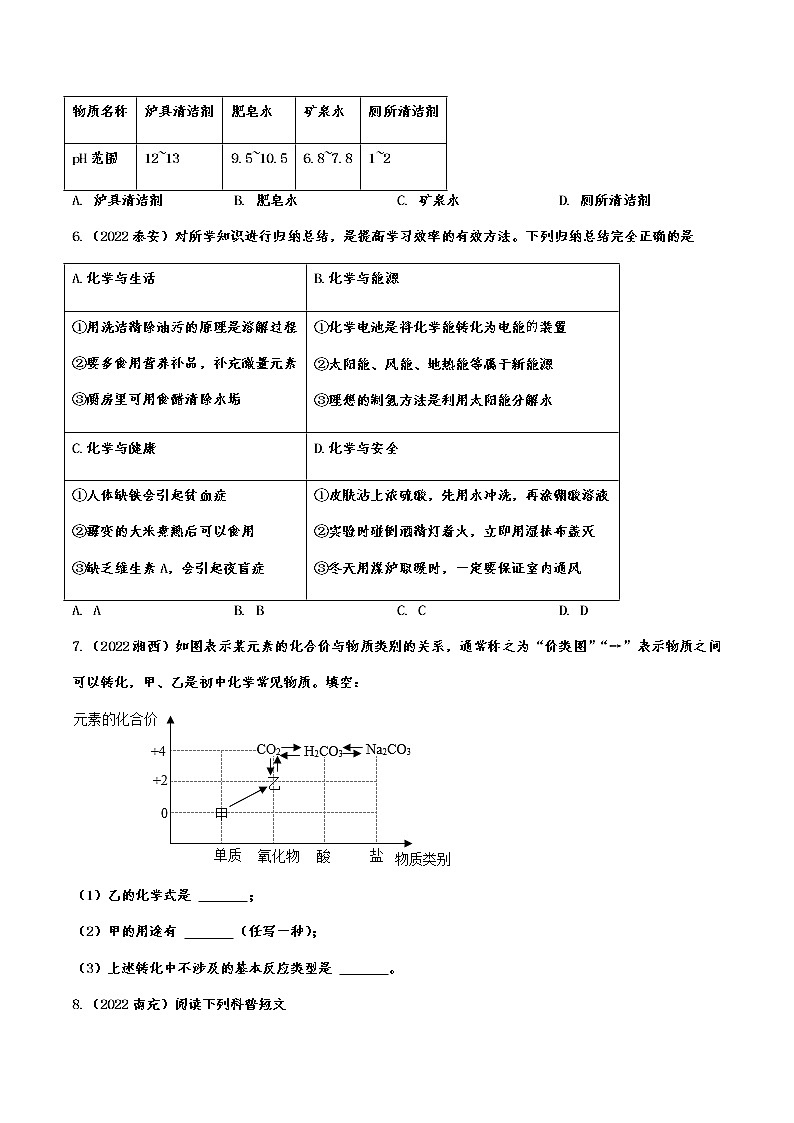 2022年中考化学试题针对精练：常用的化学思想与方法附答案第3页