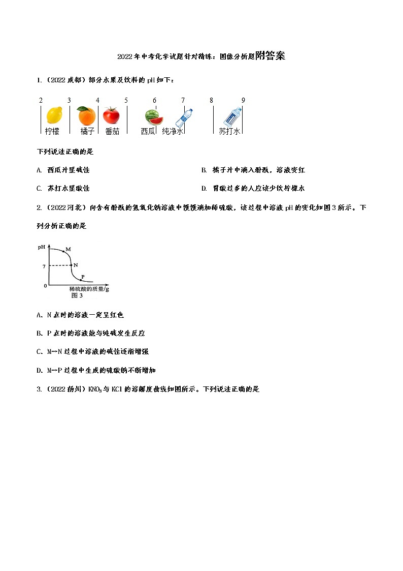 2022年中考化学试题针对精练：图像分析题附答案第1页