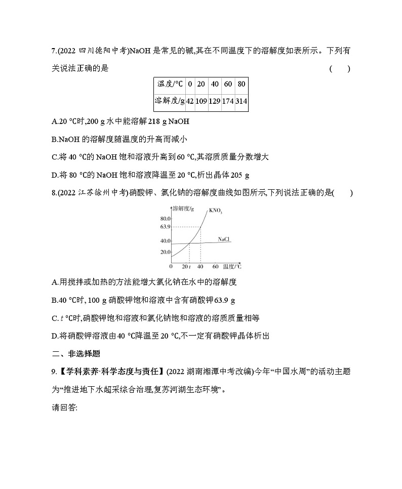 2023年中考化学备战---真题分项精练(三)   水和常见的溶液第3页