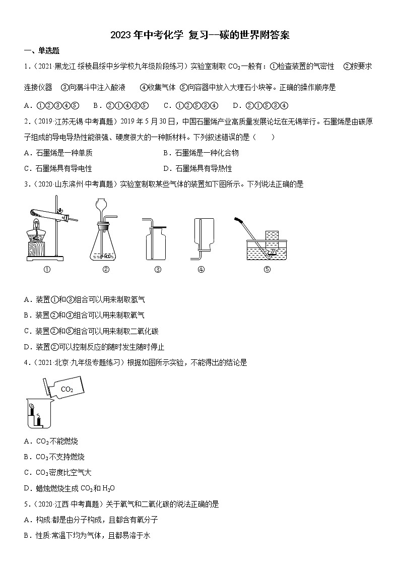2023年中考化学复习----碳的世界附答案第1页