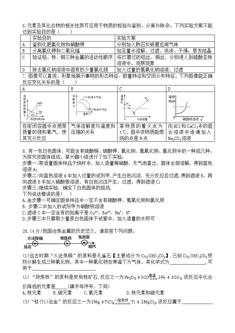 湖北省武汉市一初慧泉中学2021-2022学年九年级下册5月考化学试卷第2页