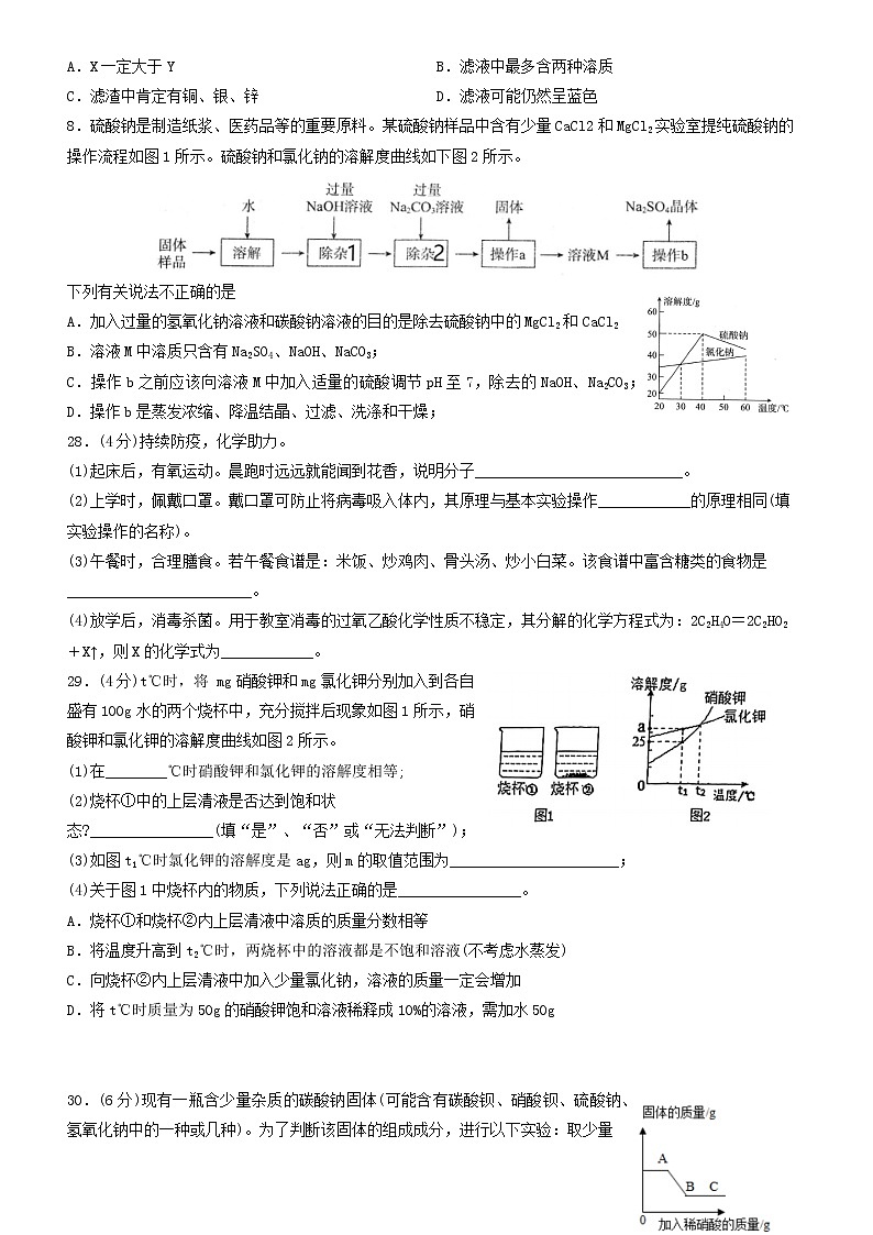湖北省武汉市一初慧泉中学2021-2022学年九年级下册6月考化学试卷第2页