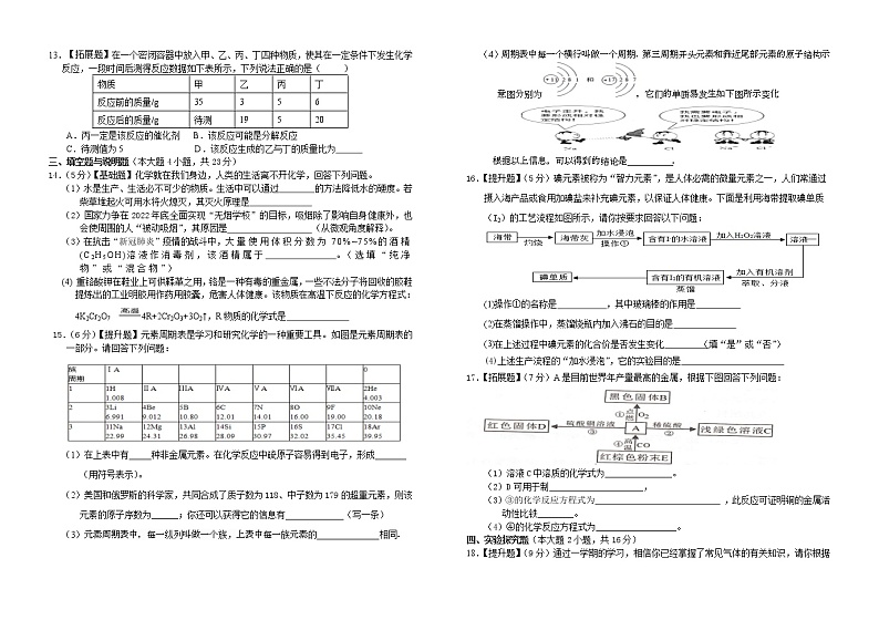 江西省吉安市遂川县2022-2023学年九年级上学期期末模拟化学试题(含答案)第2页