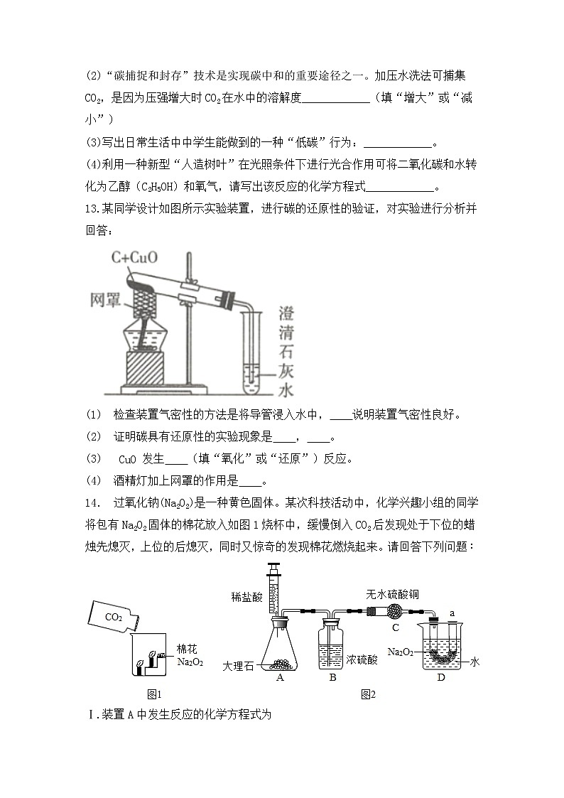 2023年中考化学人教版专题复习碳和碳的氧化物第3页