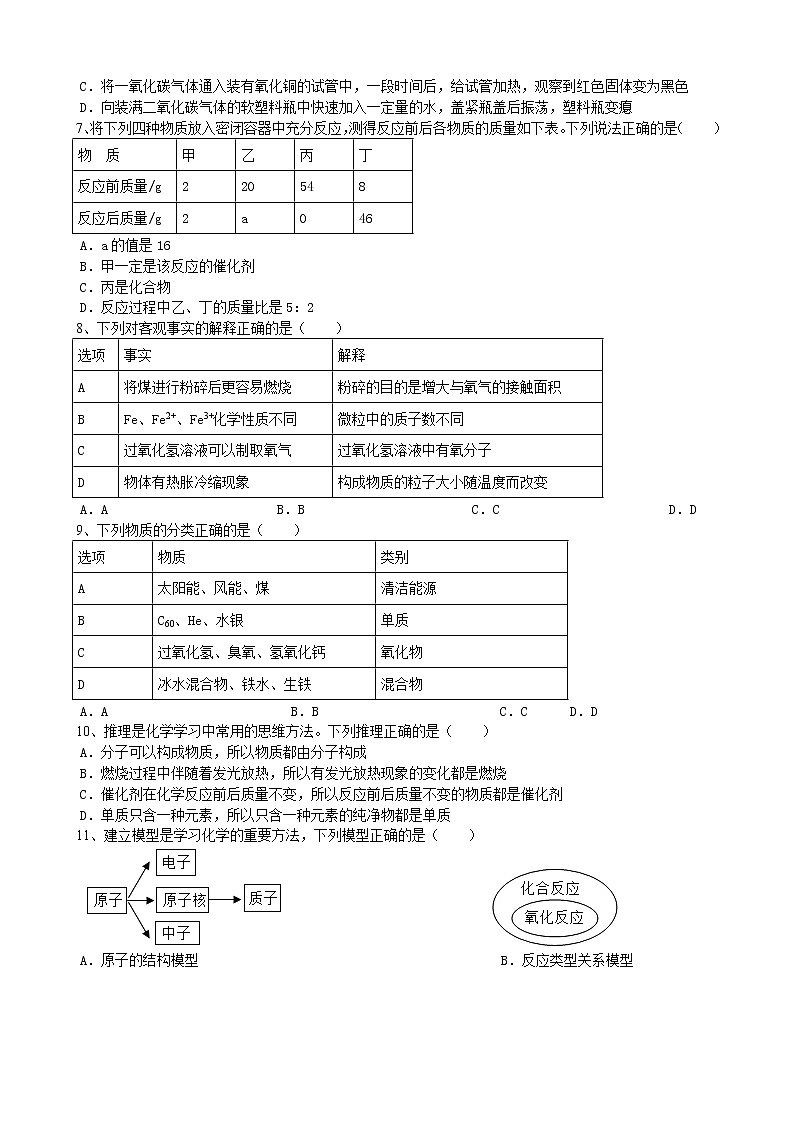 安徽省宿州市萧县孙圩中学2022_2023学年九年级上学期化学期末模拟试题(含答案)第2页