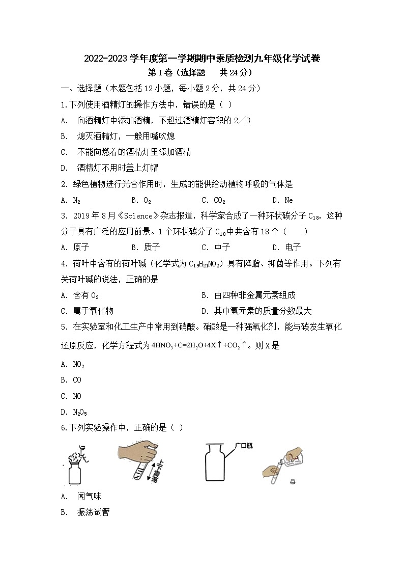 湖北省阳新县北部联盟2022-2023学年九年级上学期期中素质检测化学试卷(含答案)01