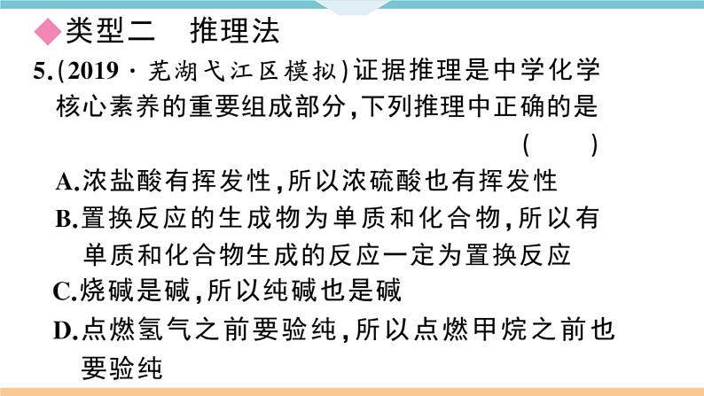 初三九年级化学下册安徽习题讲评课件核心考点速记1题型一化学思想方法题07