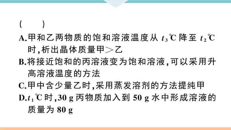 初三九年级化学下册江西同步练习2九单元溶液8专题二溶解度和溶质的质量分数课件PPT06