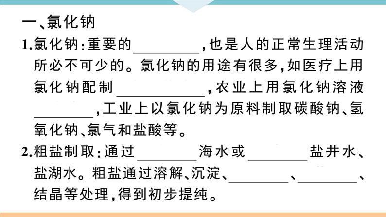 初三九年级化学下册江西同步练习4十一单元盐化肥1课题1生活中常见的盐1课时课件PPT第2页