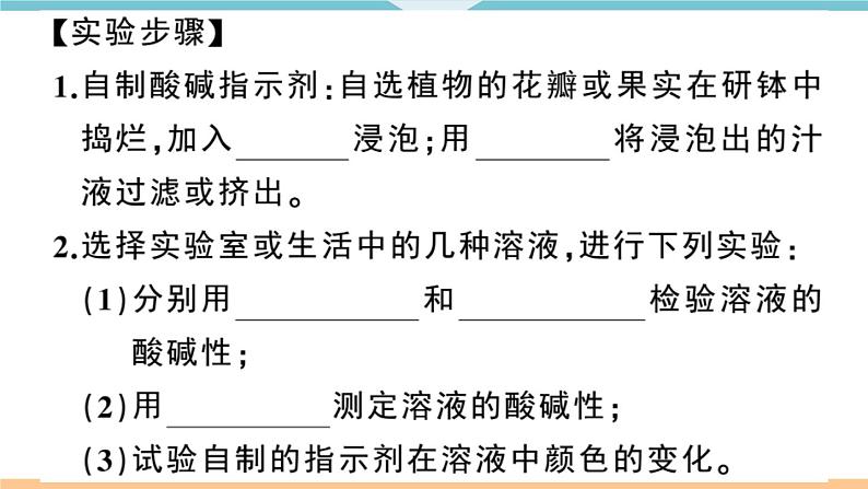 初三九年级化学下册江西同步练习3十单元酸和碱10实验活动7溶液酸碱性的检验课件PPT第3页