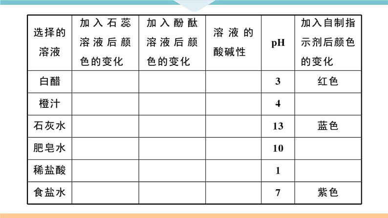 初三九年级化学下册江西同步练习3十单元酸和碱10实验活动7溶液酸碱性的检验课件PPT04