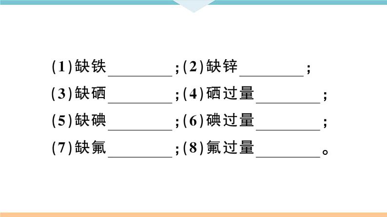 初三九年级化学下册河南同步练习5十二单元化学与生活2课题２化学元素与人体健康课件PPT第7页