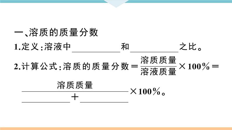 初三九年级化学下册江西同步练习2九单元溶液5课题3溶液的浓度1课时课件PPT第2页