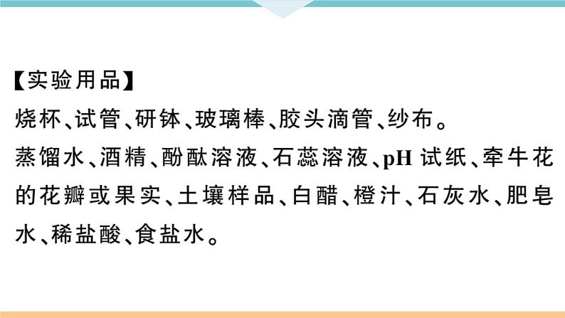 初三九年级化学下册河南同步练习3十单元酸和碱5实验活动７溶液酸碱性的检验课件PPT03