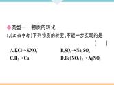 初三九年级化学下册江西同步练习4十一单元盐化肥9专题五物质的转化与推断课件PPT