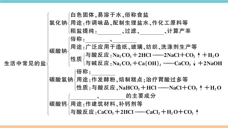 初三九年级化学下册河南同步练习4十一单元盐化肥6十一单元小结与复习课件PPT第3页