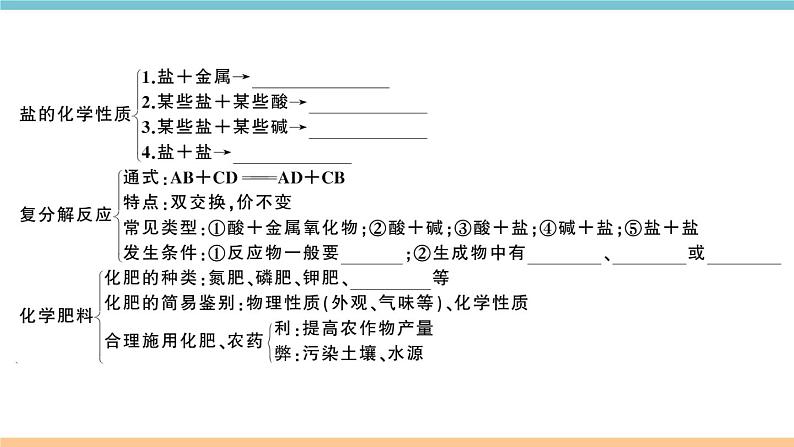 初三九年级化学下册河南同步练习4十一单元盐化肥6十一单元小结与复习课件PPT第4页