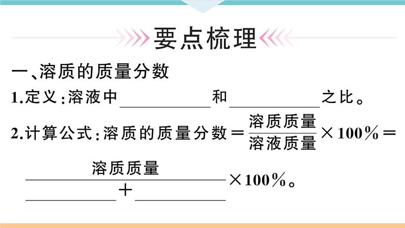 初三九年级化学下册河南同步练习2九单元溶液1１课时溶质的质量分数课件PPT第2页