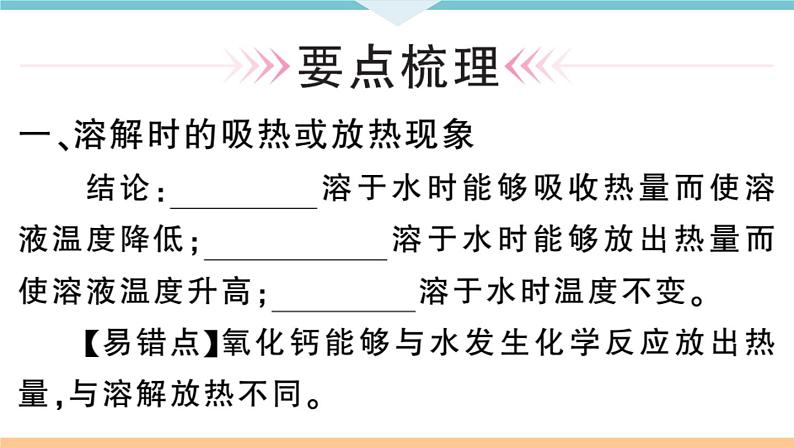 初三九年级化学下册河南同步练习2九单元溶液2２课时溶解时的热量变化及乳化现象课件PPT第2页