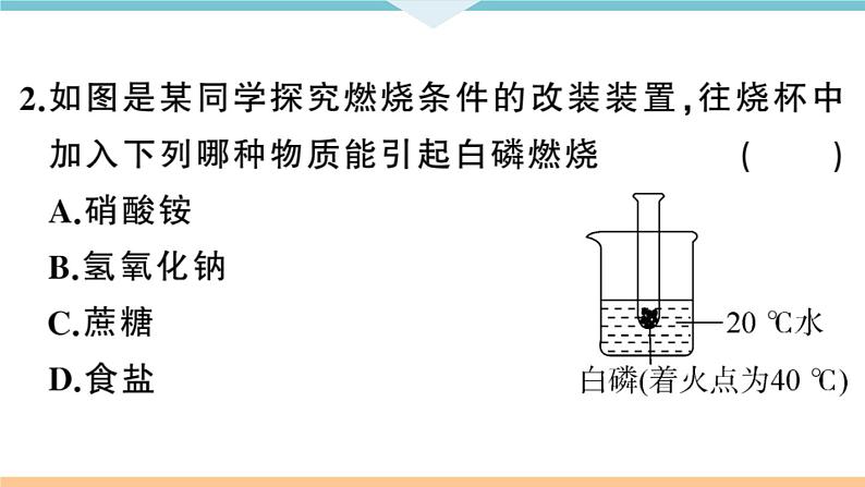 初三九年级化学下册河南同步练习2九单元溶液2２课时溶解时的热量变化及乳化现象课件PPT第6页