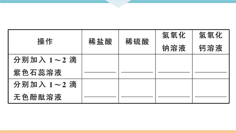 初三九年级化学下册河南同步练习3十单元酸和碱4实验活动６酸碱的化学性质课件PPT05