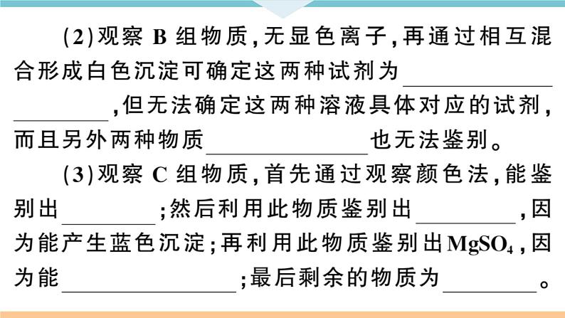 初三九年级化学下册河南同步练习4十一单元盐化肥3专题五物质的检验与鉴别分离与提纯课件PPT04