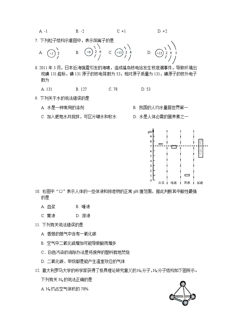 初三化学中考模拟测试卷及答案02
