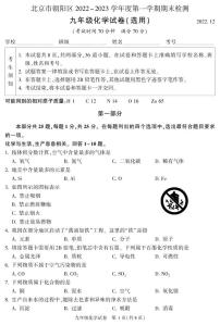 北京市朝阳区2022-2023学年度第一学期期末检测九年级化学试卷含答案