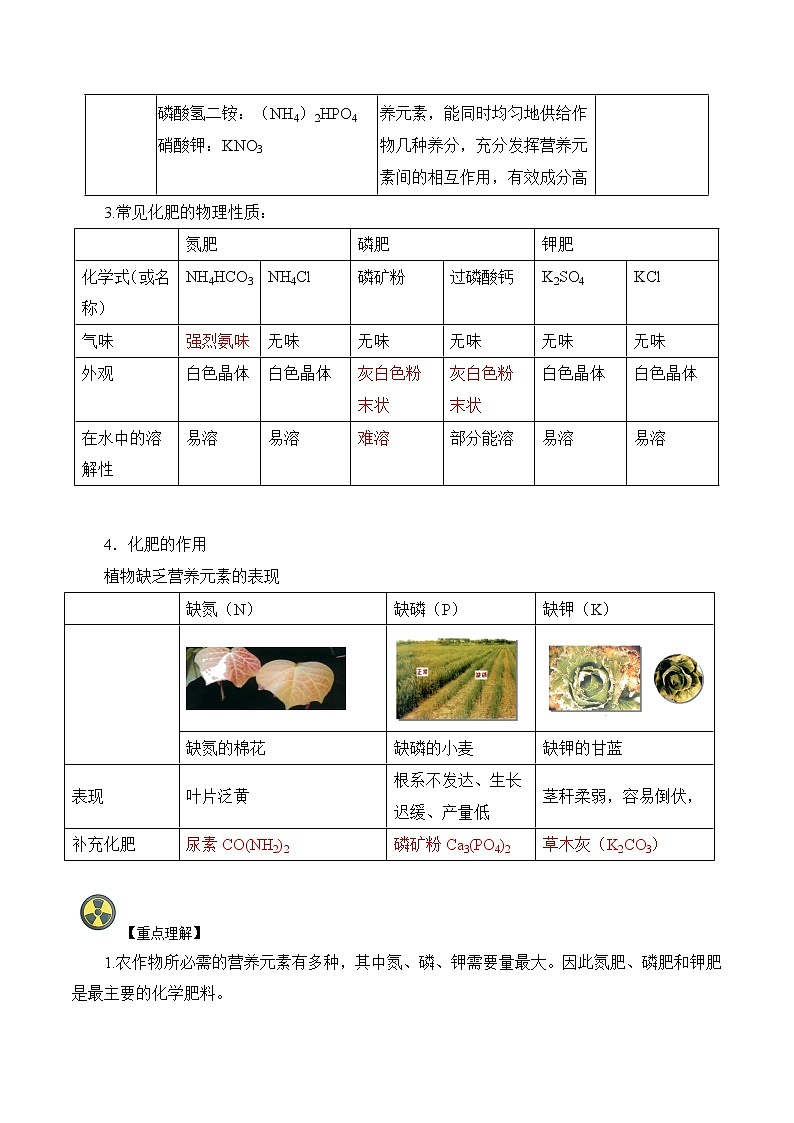 第12讲  化肥-中考化学一轮复习精品讲义+练习（人教版）02