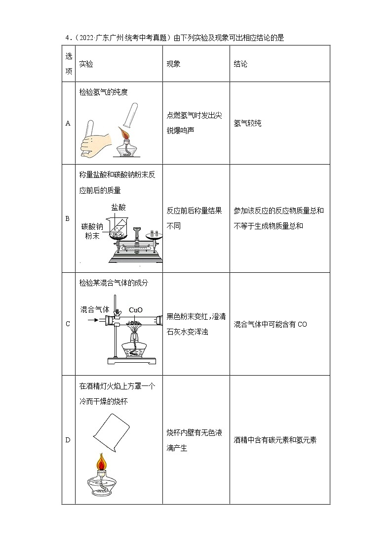 广东省2020-2022三年中考化学真题知识点分类汇编9-碳和碳的氧化物（含解析）第2页