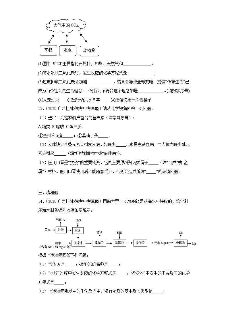 广西桂林市2020-2022三年中考化学真题知识点分类汇编10-化学与社会发展（含解析）03