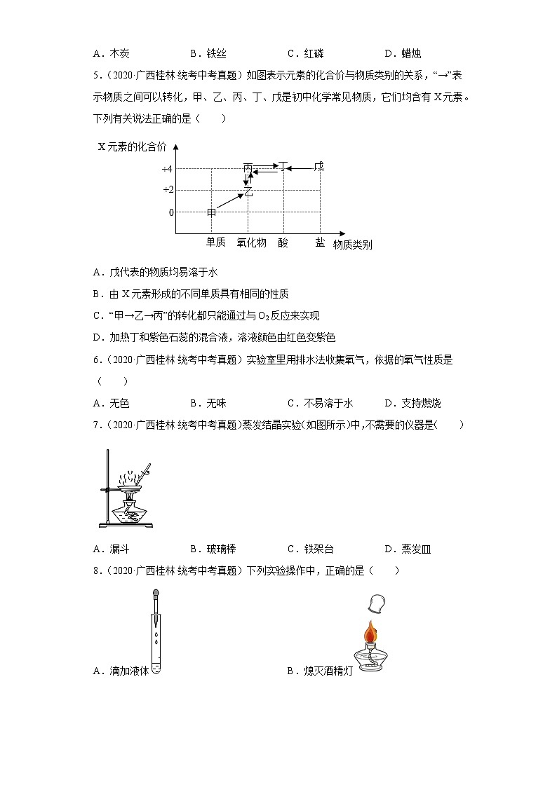 广西桂林市2020-2022三年中考化学真题知识点分类汇编11-化学实验（含解析）02