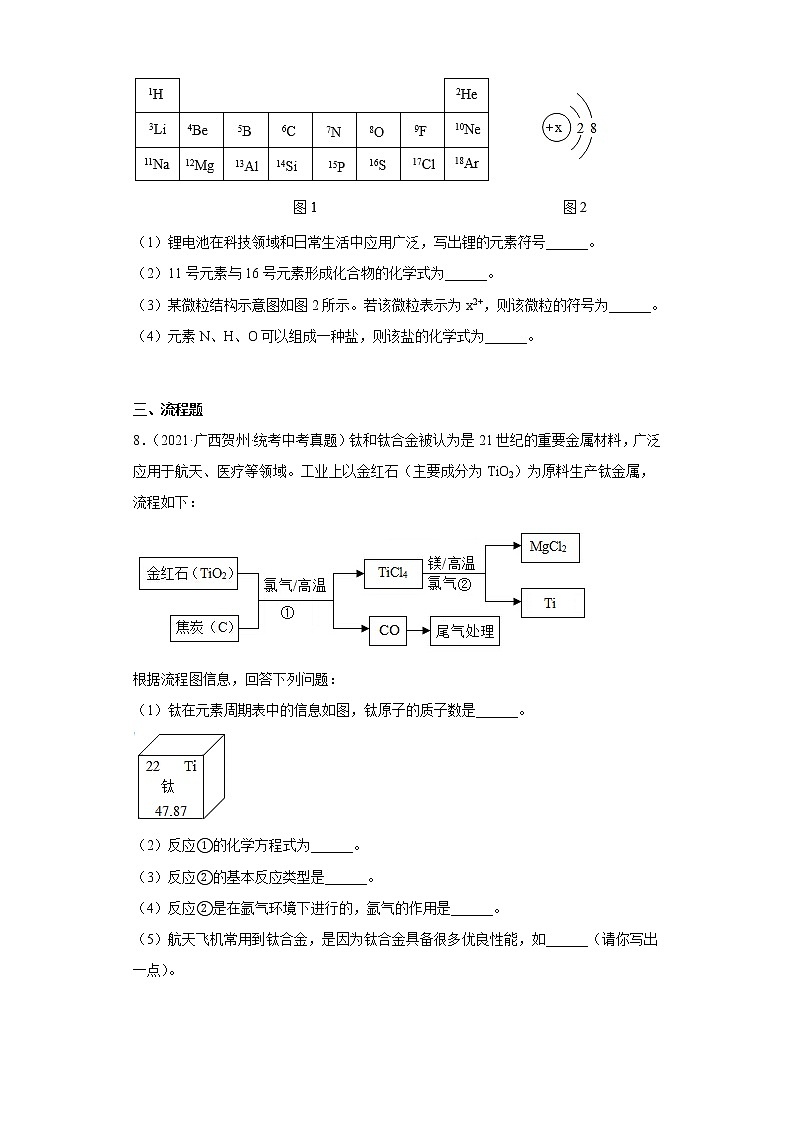 广西贺州市2020-2022三年中考化学真题知识点分类汇编3-化学元素（含解析）03