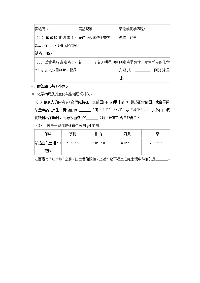 （培优篇）2022-2023学年下学期初中化学鲁教新版九年级同步分层作业7.3溶液的酸碱性第3页