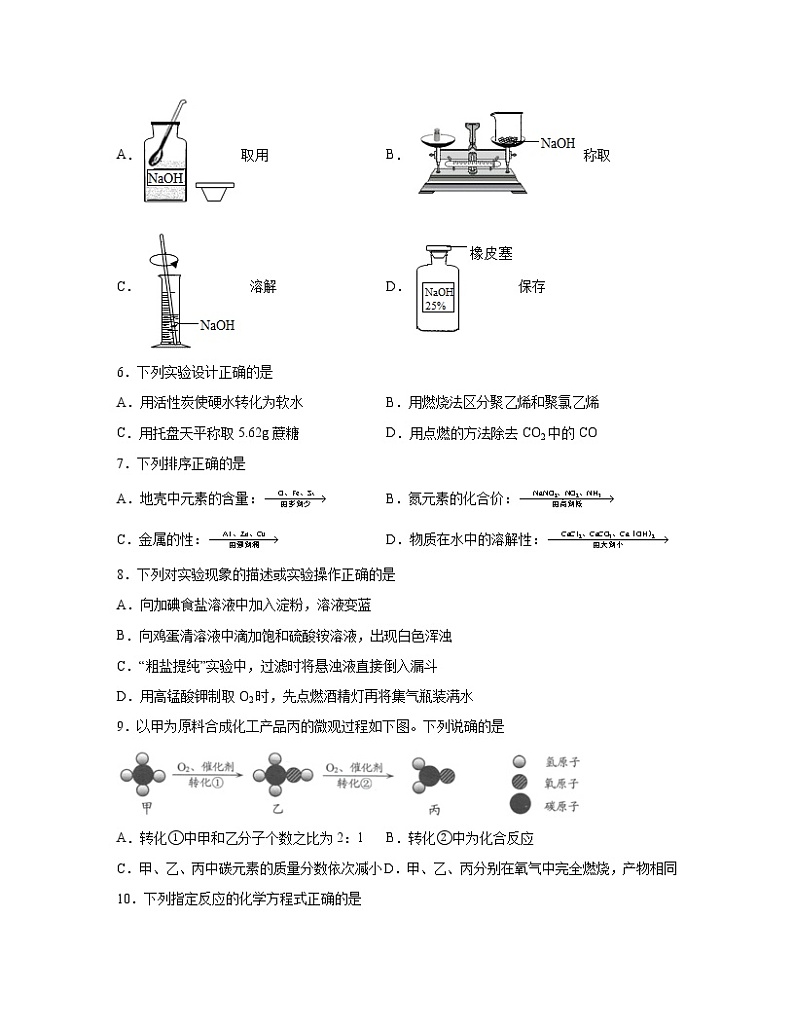 【中考化学】山东省济南市2022-2023学年专项提升模拟测试题（一模二模）含解析第2页